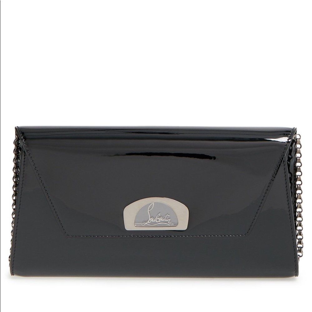 Christian Louboutin Vero Dodat Black Patent Leather Clutch Purse